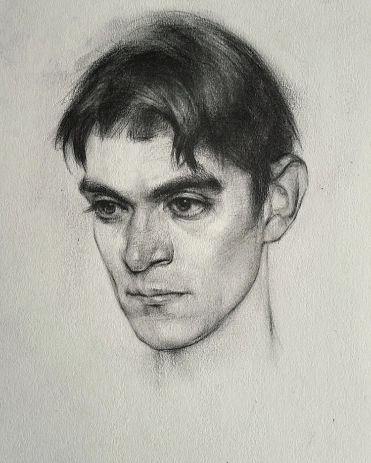 'Portrait Sketch of a Man' After Nicolai Fechin - 28 x 35cm - Graphite on Paper - 2021