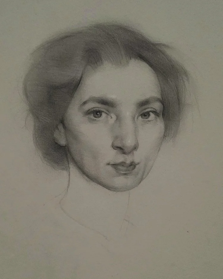 'Portrait of a Girl' After Nicolai Fechin - 28 x 35cm - Graphite and Chalk on Toned Paper - 2023