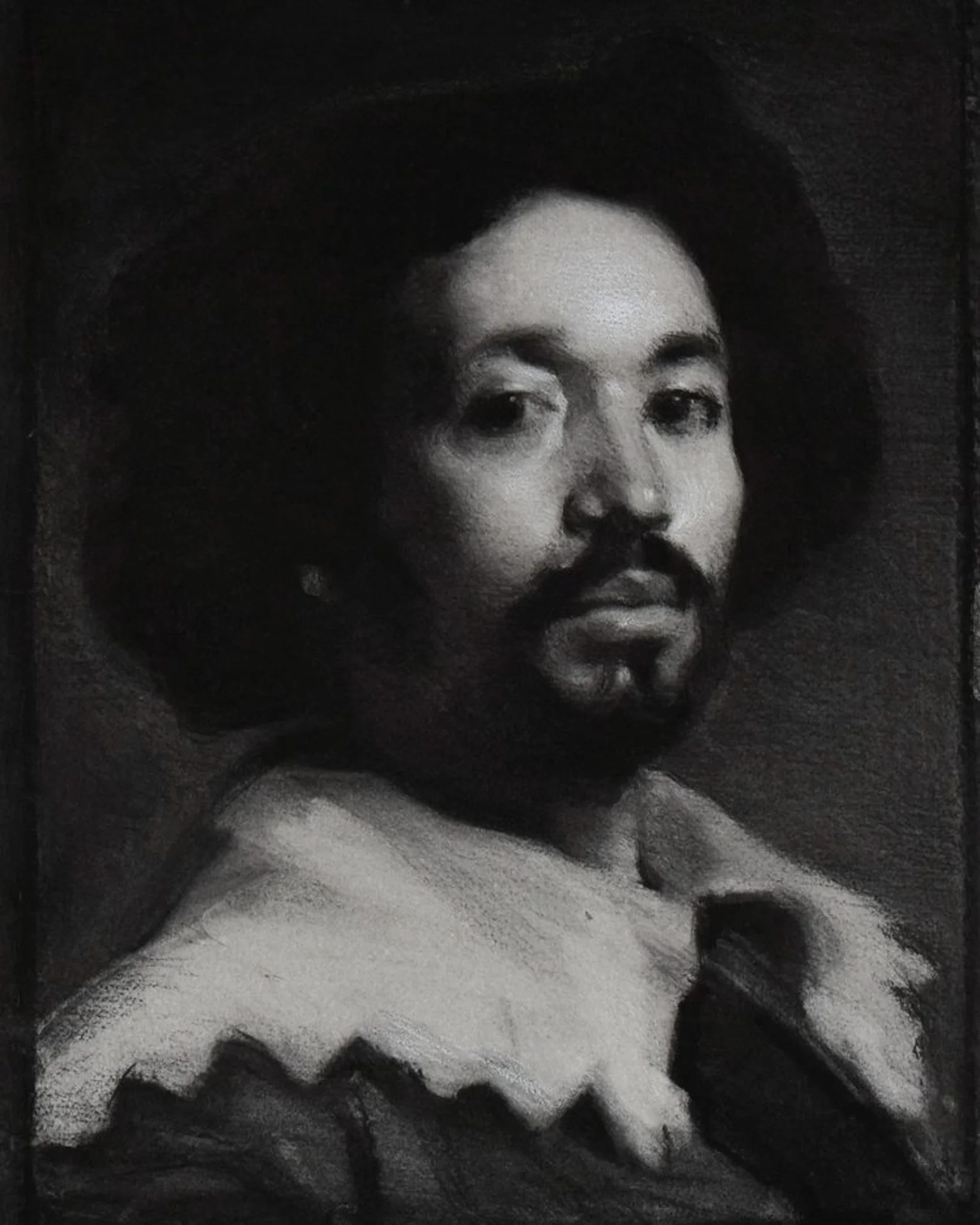 'Portrait of Juan de Pareja' After Diego Velasquez - 30 x 40cm - Charcoal on Toned Paper - 2022