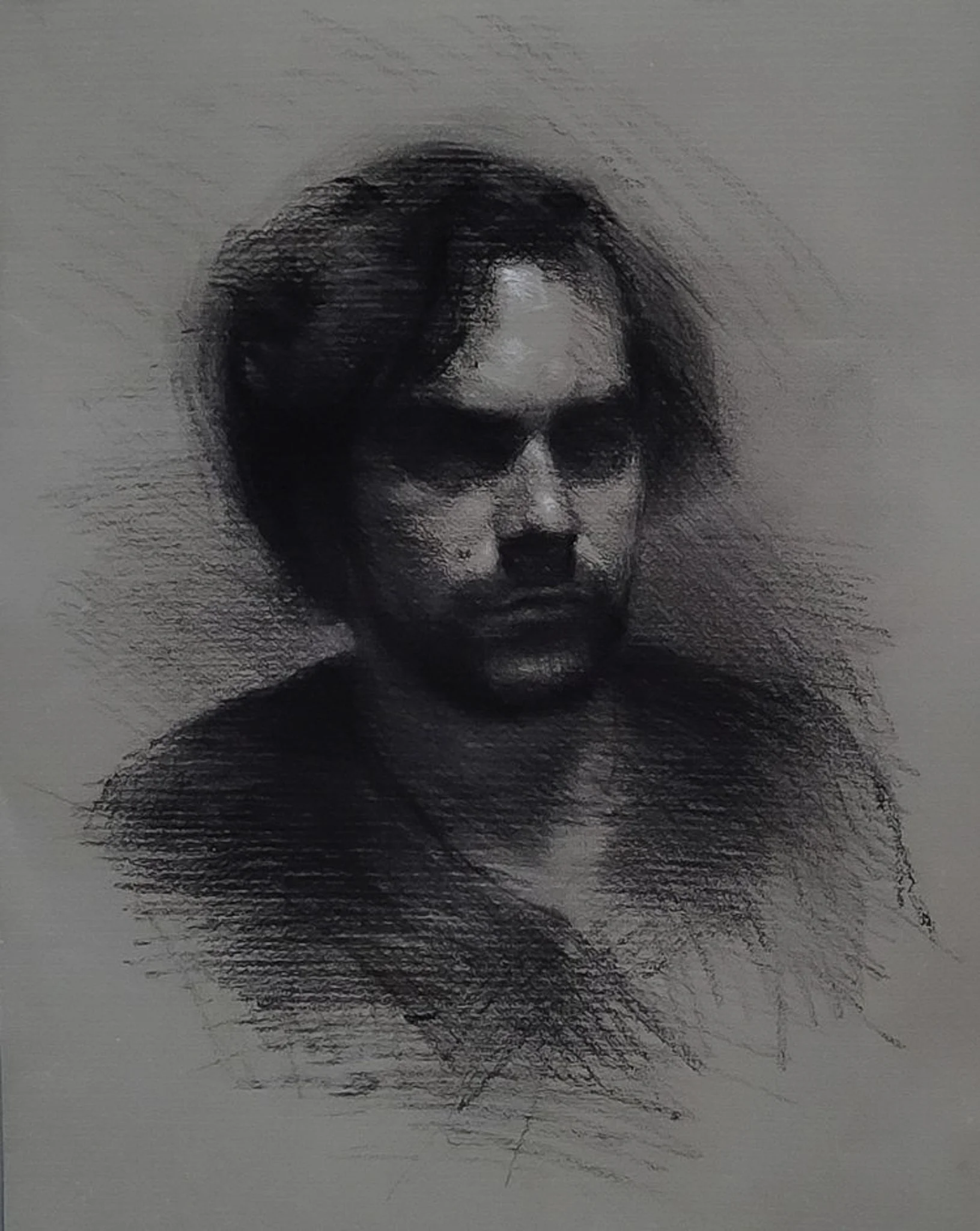 'Sketch of Borja' - 28 x 35cm - Charcoal and Chalk on Toned Paper - 2022