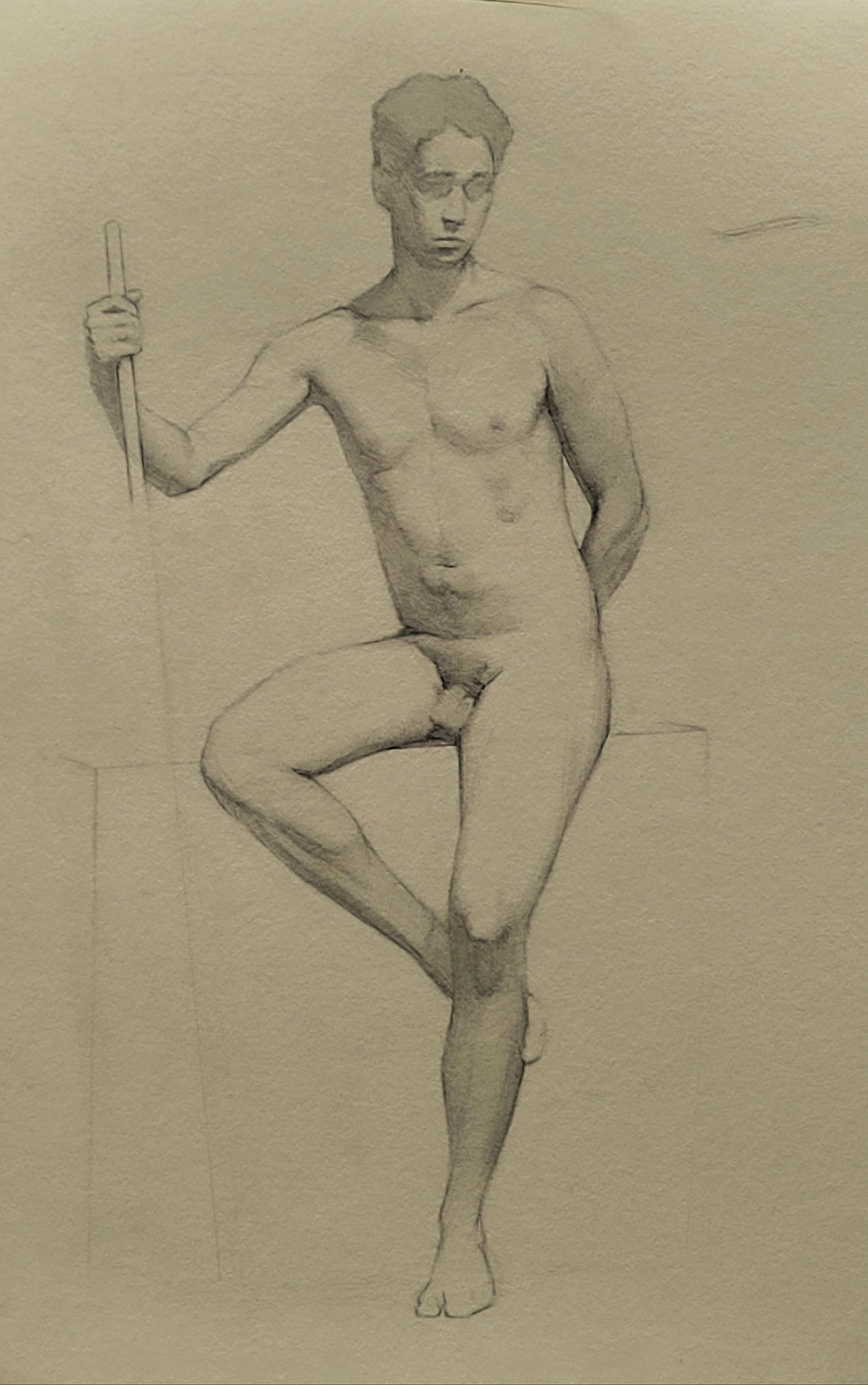 'Seated Man' Evening Drawing - 22 x 30cm - Graphite on Stonehenge Paper - 2023