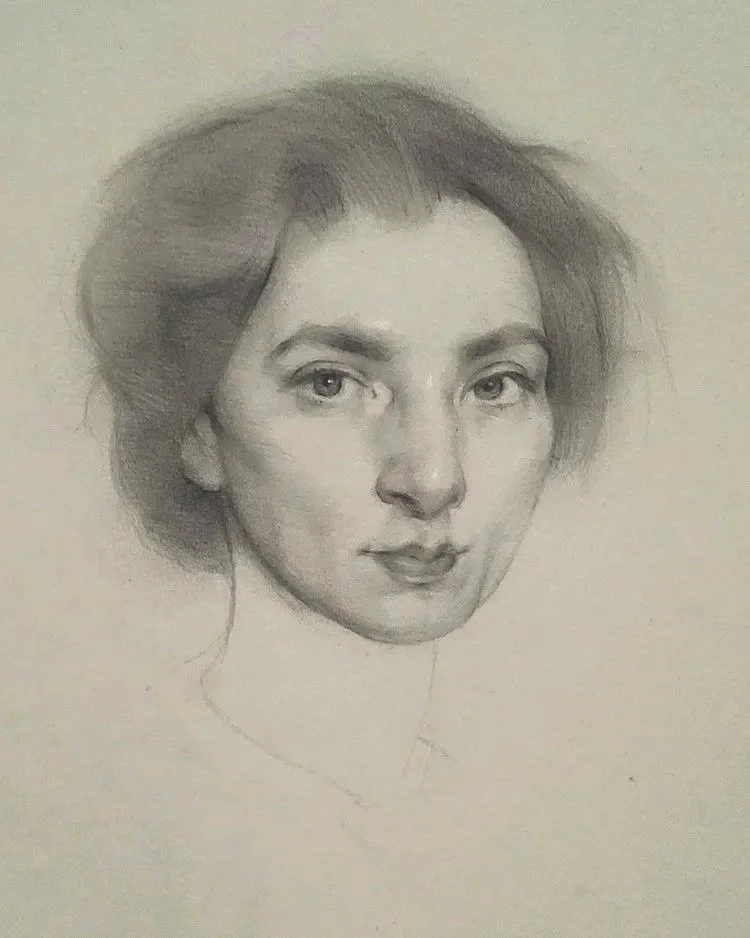 'Portrait of a Girl' After Nicolai Fechin - 28 x 35cm - Graphite and Chalk on Toned Paper - 2023