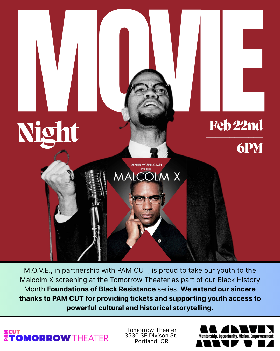 PAM Cut Malcom X Showing