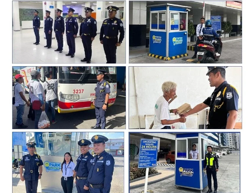 A modern building on a green hillside with snow-capped mountains in the background.