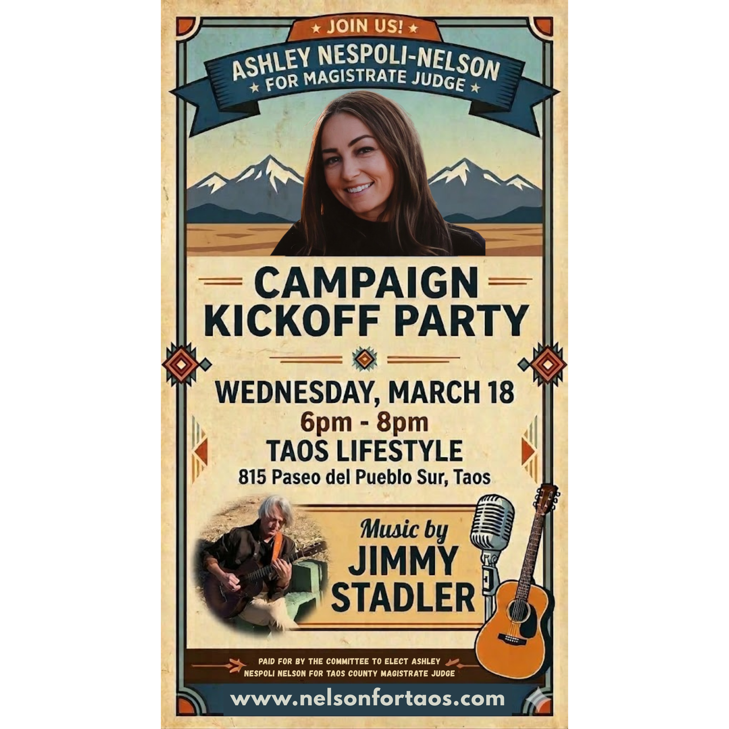 Campaign Kickoff Party @ Taos Lifestyle - March 18th, from 6-8pm