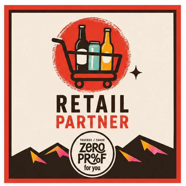 A logo with a shopping cart containing bottles and cans, with mountains and a star in the background, and text reading 'Retail Partner' and 'Zero Proof for you'.