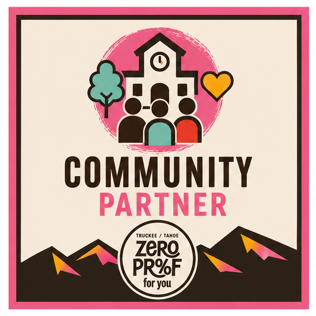 A poster with a school building, a tree, and a heart above four figures, with the text 'Community Partner' and the Zero Pro 7 for you logo at the bottom.