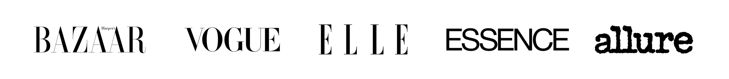 An image of editorial publication brand names like Vogue and Allure