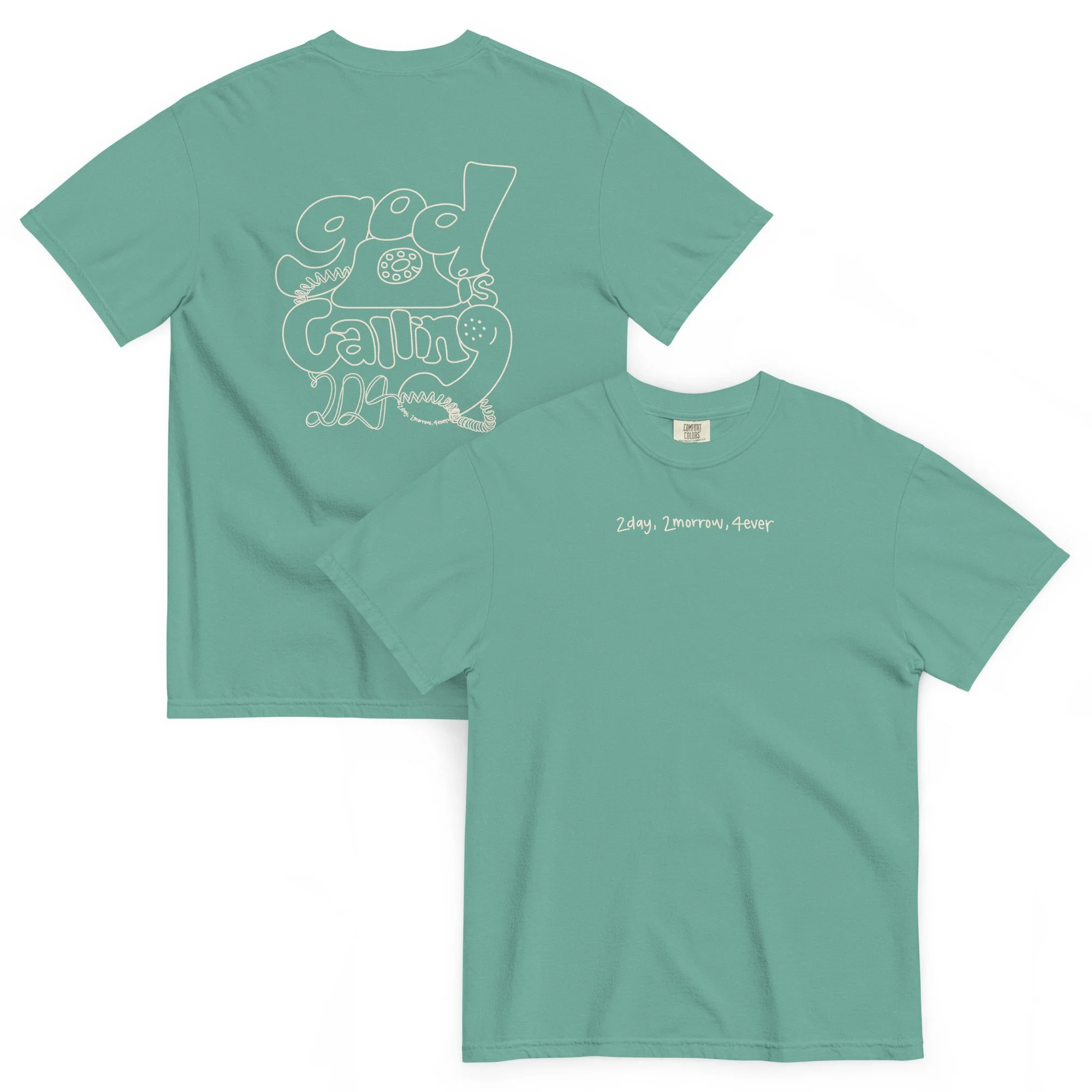 God is Calling Tee - Aqua