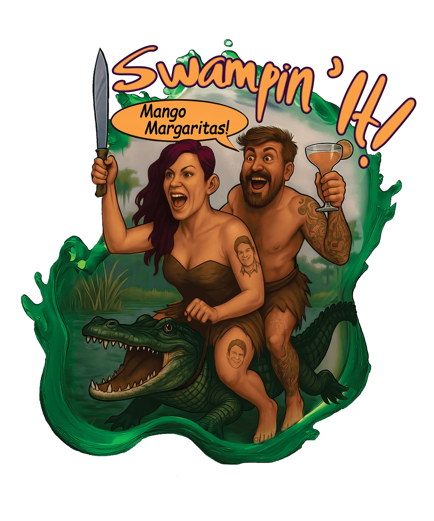 A commemorative graphic design originally printed on crew t-shirts for the film shoot where The Lavender Lounge was born. This represents the 'Room 410' swamp origin story of the brand.