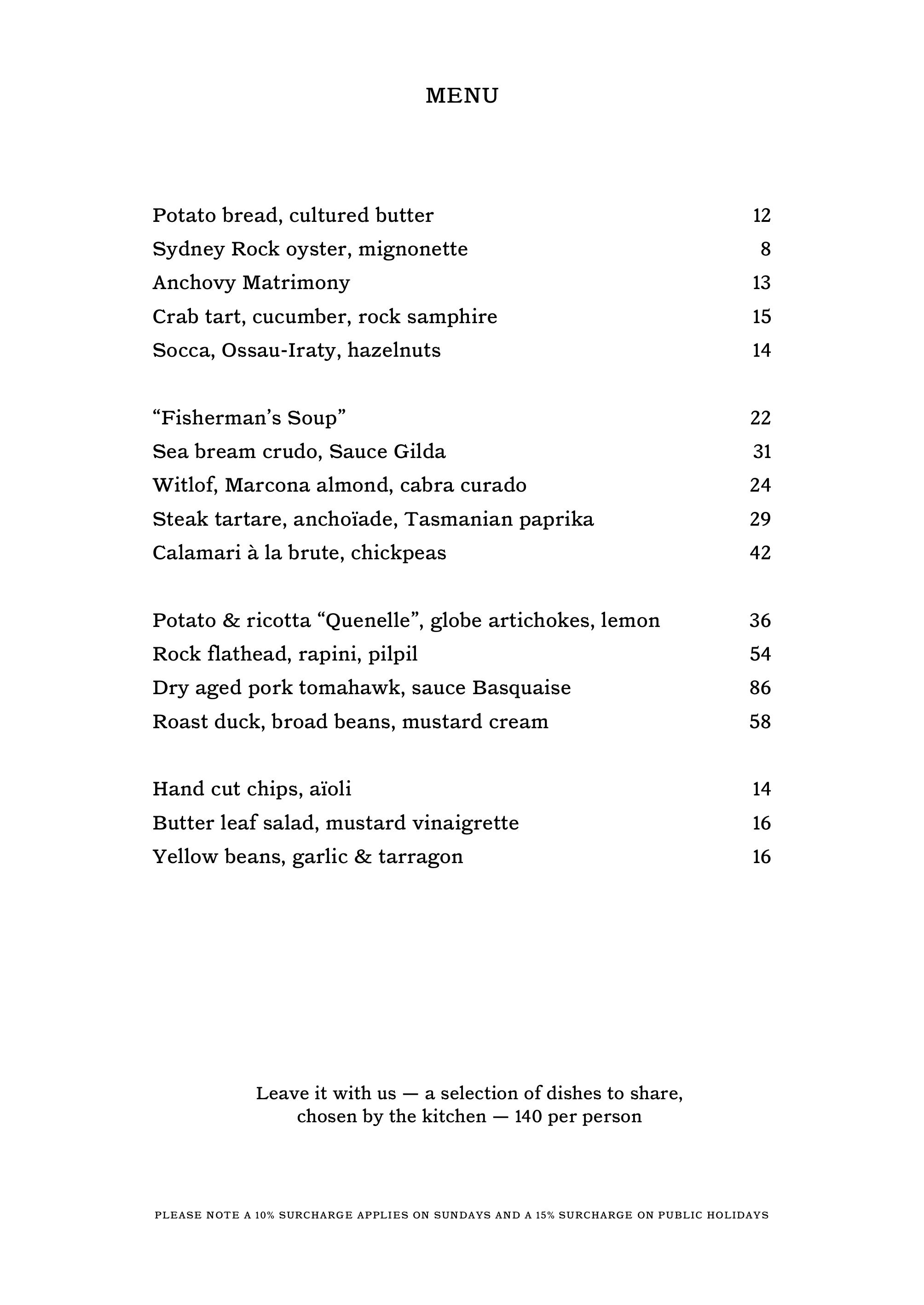 A LA CARTE