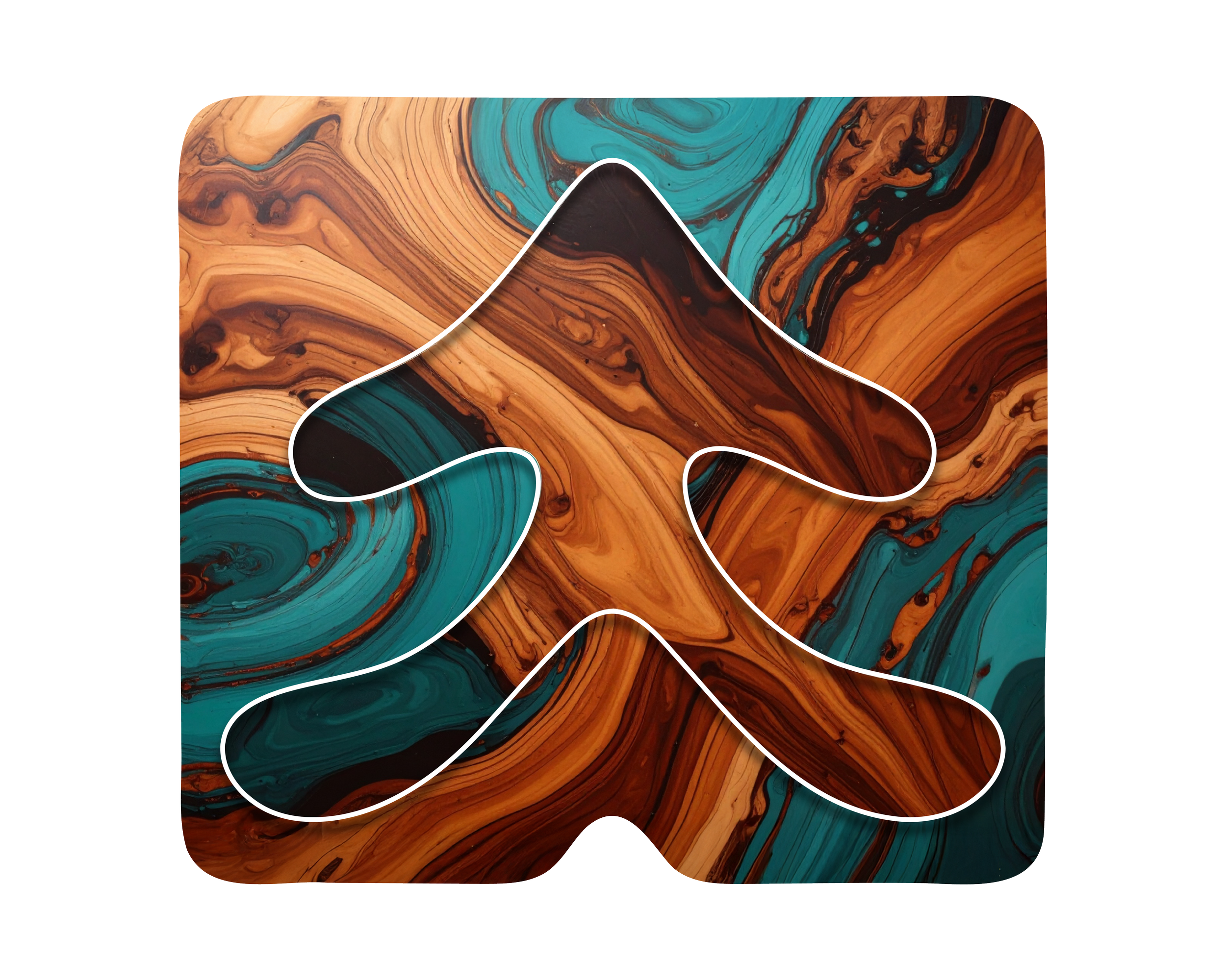 Airbnb logo with a marbled pattern of brown, teal, and black colors.