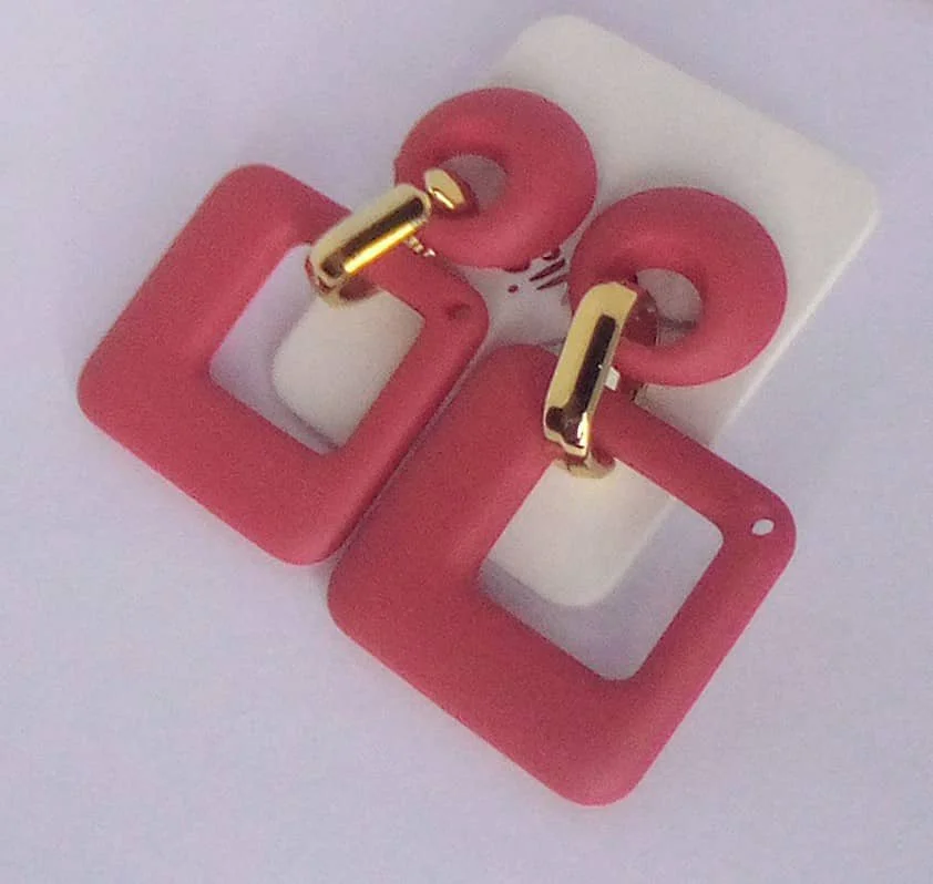 Vibrant Pink Geometric Earrings