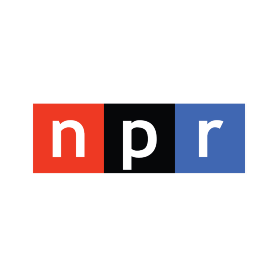 NPR logo with red, black, and blue blocks behind the letters n, p, r.