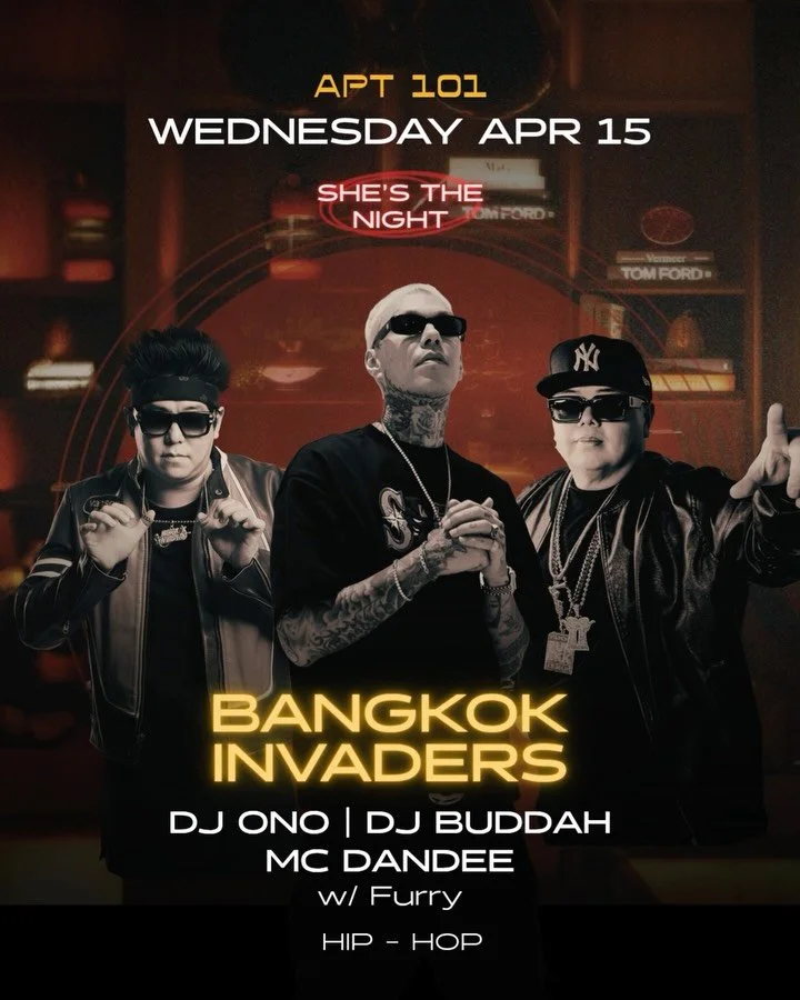 APT101 &mdash; Wednesday

Closing out our Songkran special with Bangkok&rsquo;s own trailblazers &mdash; @bangkokinvadersrunbkk take full control of the penthouse.

Nothing but hip hop and R&amp;B anthems, wall to wall. No breaks, no mercy.