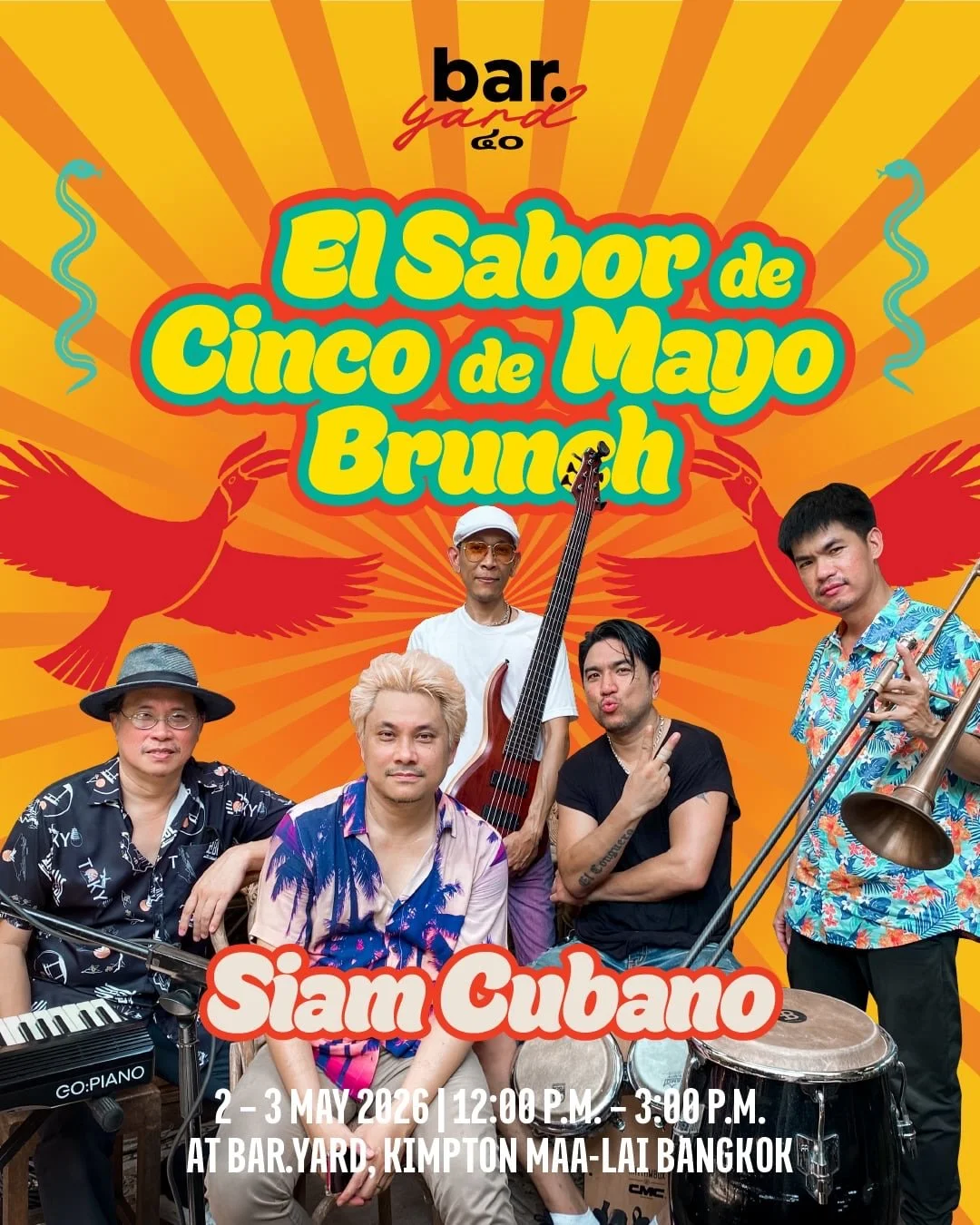Cinco de Mayo just found its Bangkok home. Siam Cubano brings the heat with electrifying live Latin rhythms while DJ Camilo keeps the energy locked and loaded all day long &mdash; together, the best in Latin music forty floors above the city. Bold fl