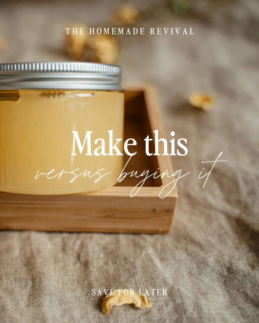 3-Minute Recipe to Save Money, Time &amp; Your Health:

Melt beef tallow.

Mix 70% tallow + 30% olive oil. Add a few drops of a non-hormone-disrupting essential oil (like orange).

Pour into a glass jar. Refrigerate for 2 hours to set &mdash; then yo