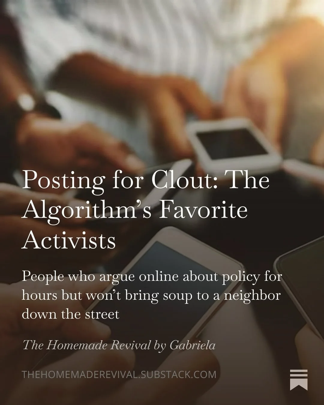 Hitting the &ldquo;post&rdquo; button, oh, it really feels like participation, doesn&rsquo;t it? Reposting might even feel like you&rsquo;re taking a &ldquo;risk&rdquo;! But fam, neither actually requires sacrifice.

Real service is, by nature, incon