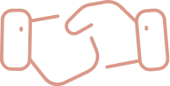 A stylized, simple pink line drawing of a dog.