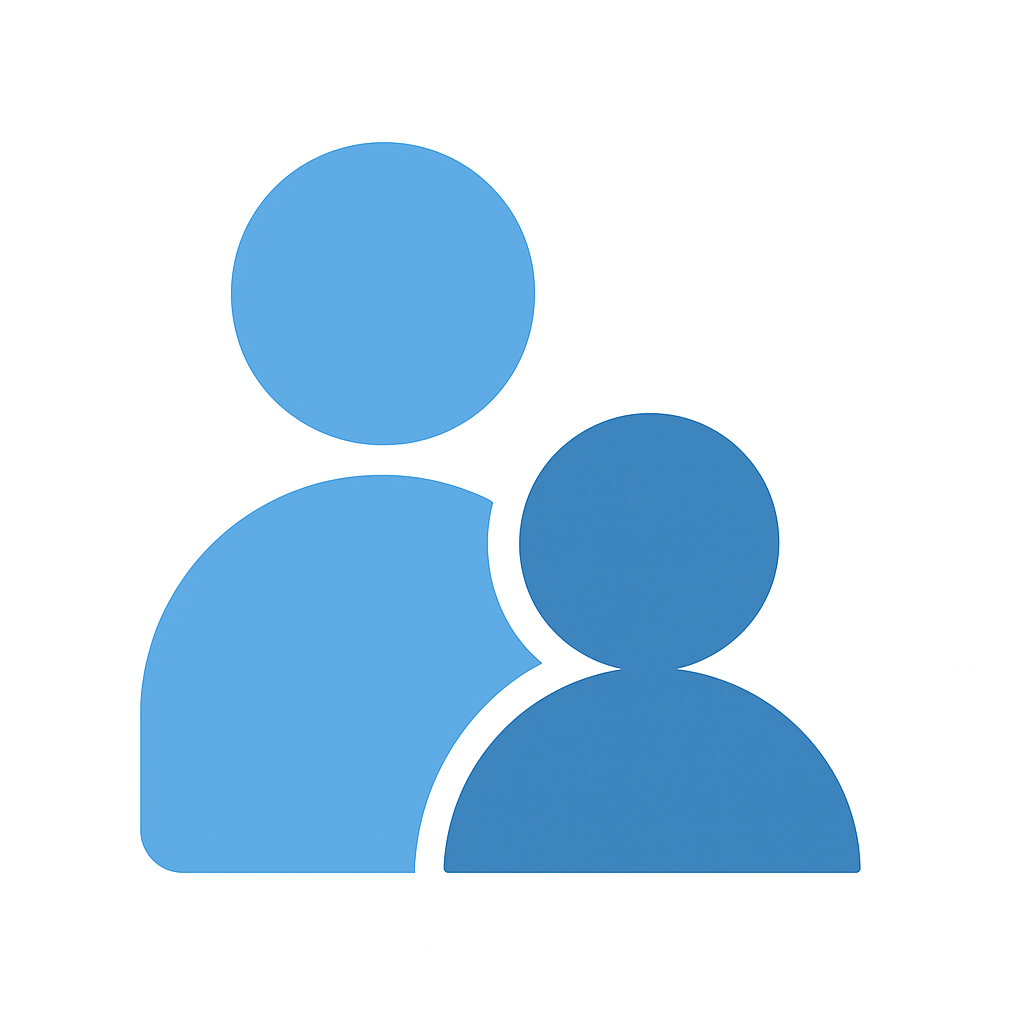 Icon of two stylized human figures, one larger and one smaller, representing an adult and a child.