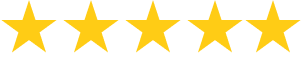 Five gold stars representing a five-star rating.