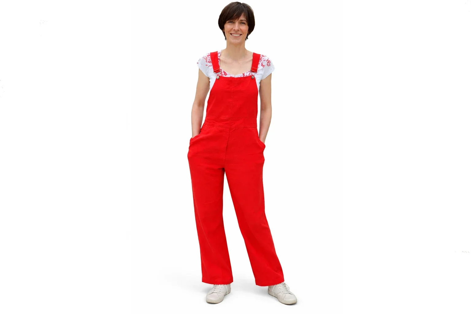 salopette en lin rouge cerise.webp