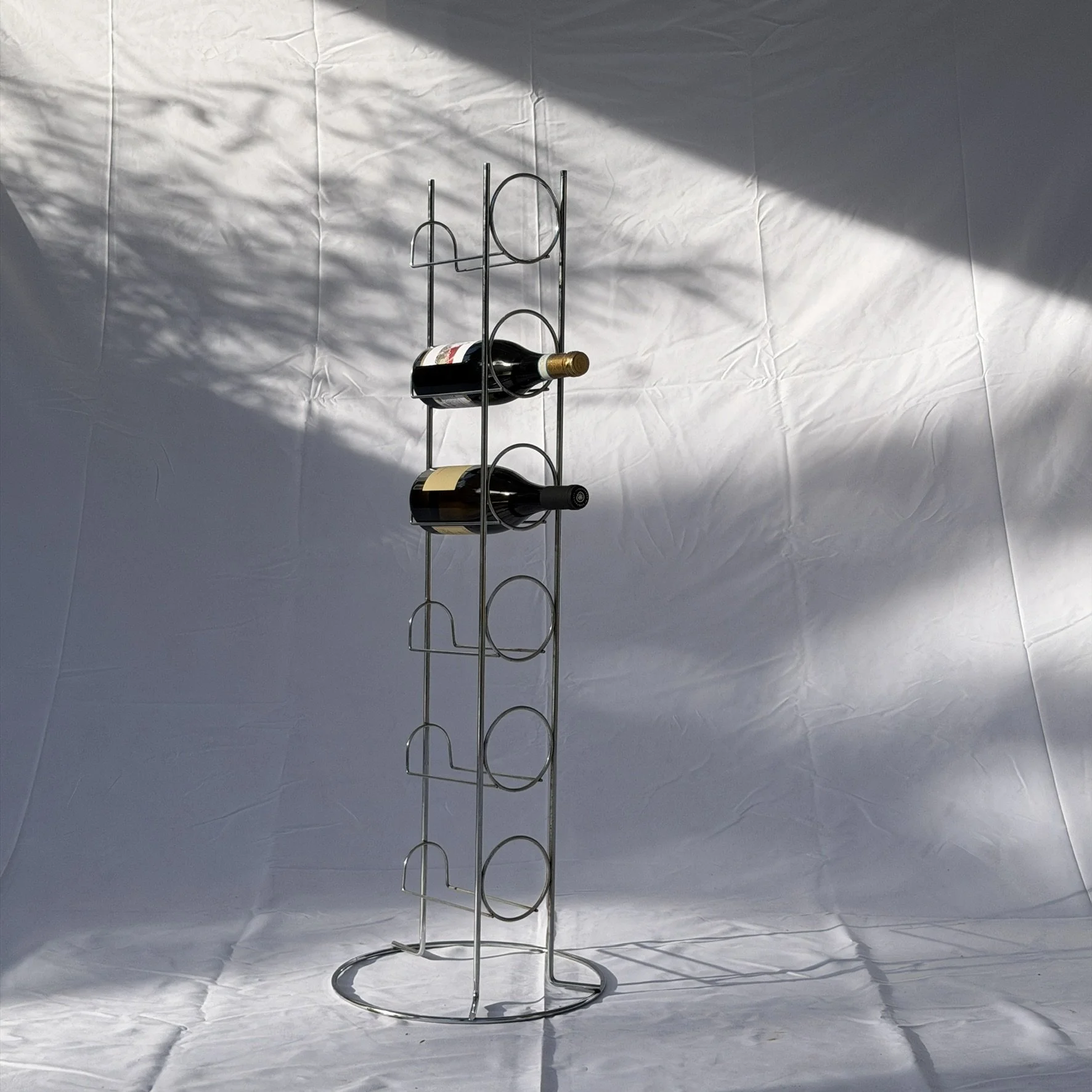 Vintage Chromed Steel Wine Rack – Mid-Century Modern