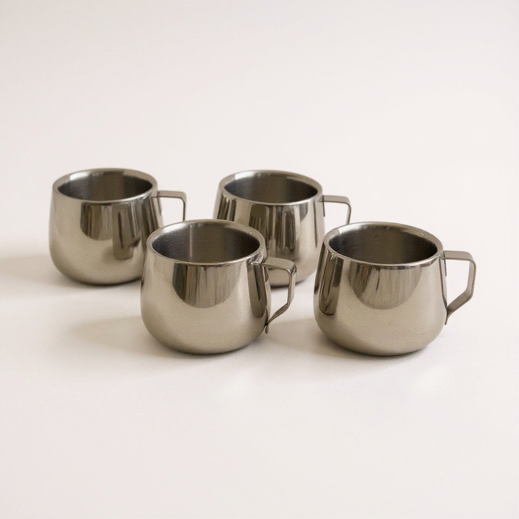 Italian inox espresso cups by SAF Italy (set of 4)