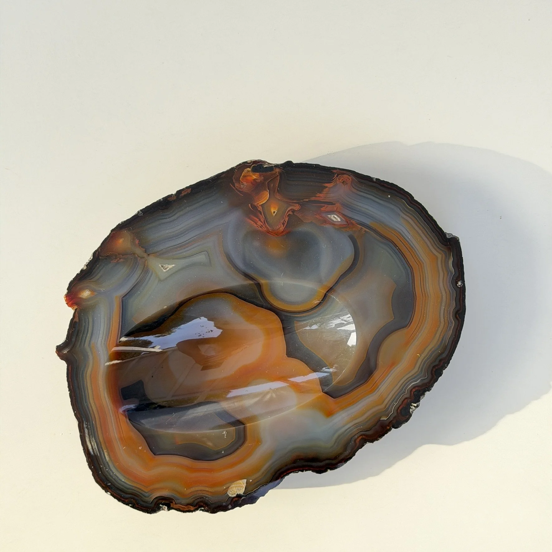 Large Brazilian agate jewelry tray / natural stone vide-poche