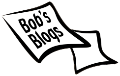 Illustration of a flag with the text "Bob's Blogs" on a tan background.
