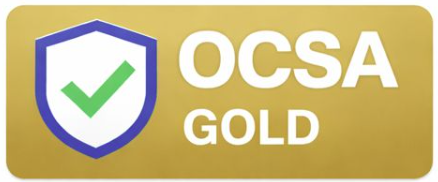 OCSA Gold certificate with shield and green checkmark.
