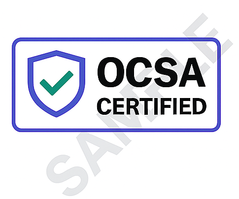 OCSA Certified badge with a shield and checkmark.