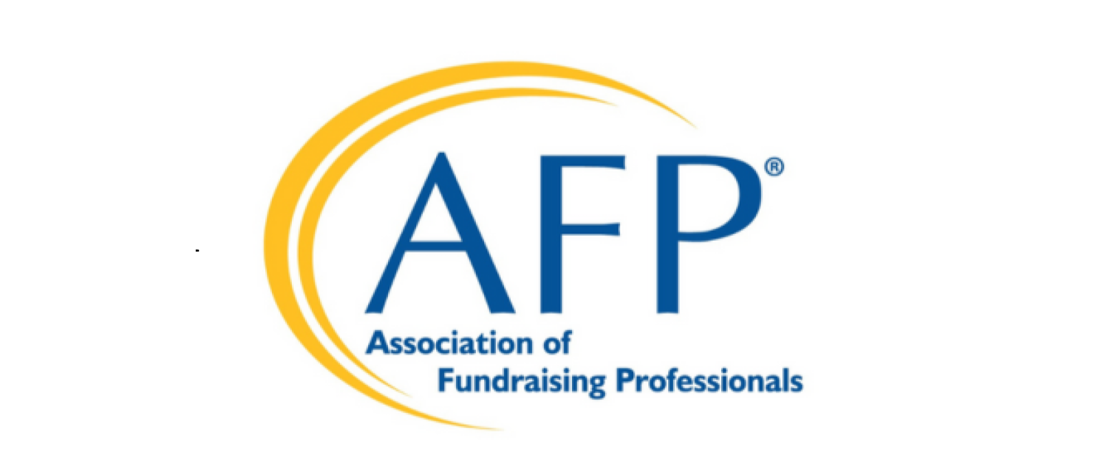 Logo of the Association of Fundraising Professionals (AFP) with yellow and blue design elements and text.