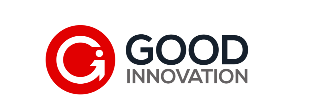 Logo with a red circle and stylized arrow inside, followed by the words "GOOD INNOVATION" in black and gray text.