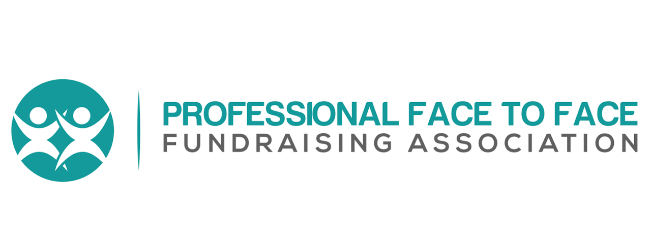 Logo of the Professional Face to Face Fundraising Association featuring stylized figures in a circle with text beside it.