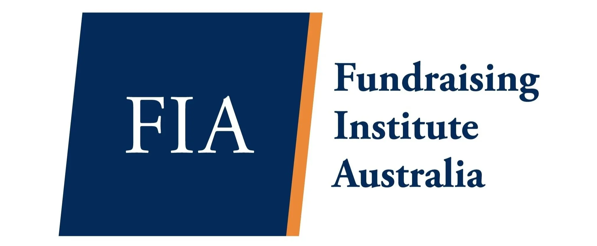 Logo of the Fundraising Institute Australia featuring a blue square with white letters 'FIA' and the organization name to the right in blue text.
