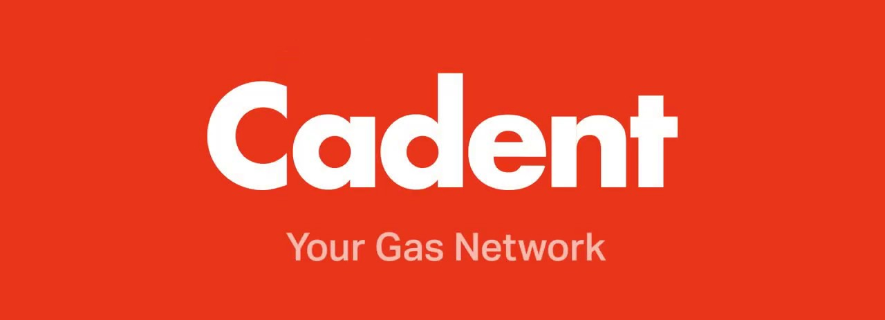 Red background with white text that says "Cadent" and smaller text below that says "Your Gas Network".