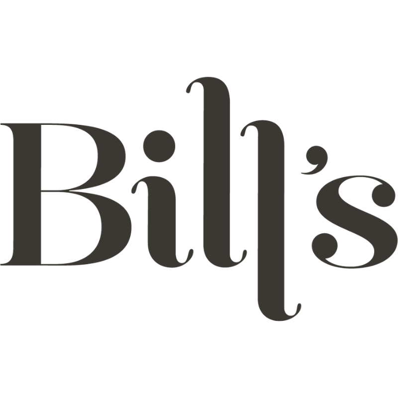 The logo of Bill's in black serif font on a white background.