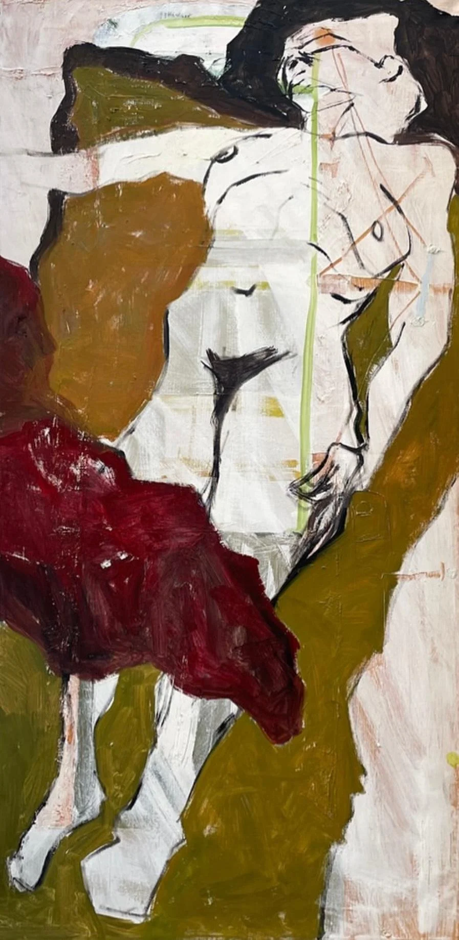 Figura sdraiata
60x120 cm olio su tela
Mostra Turbe Giovanili, Atelier Crespi Brera,Milano