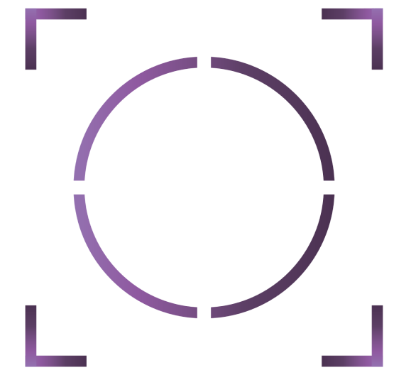 A partially corrupted digital graphic with a purple background and a central circular area containing distorted colorful lines and shapes.