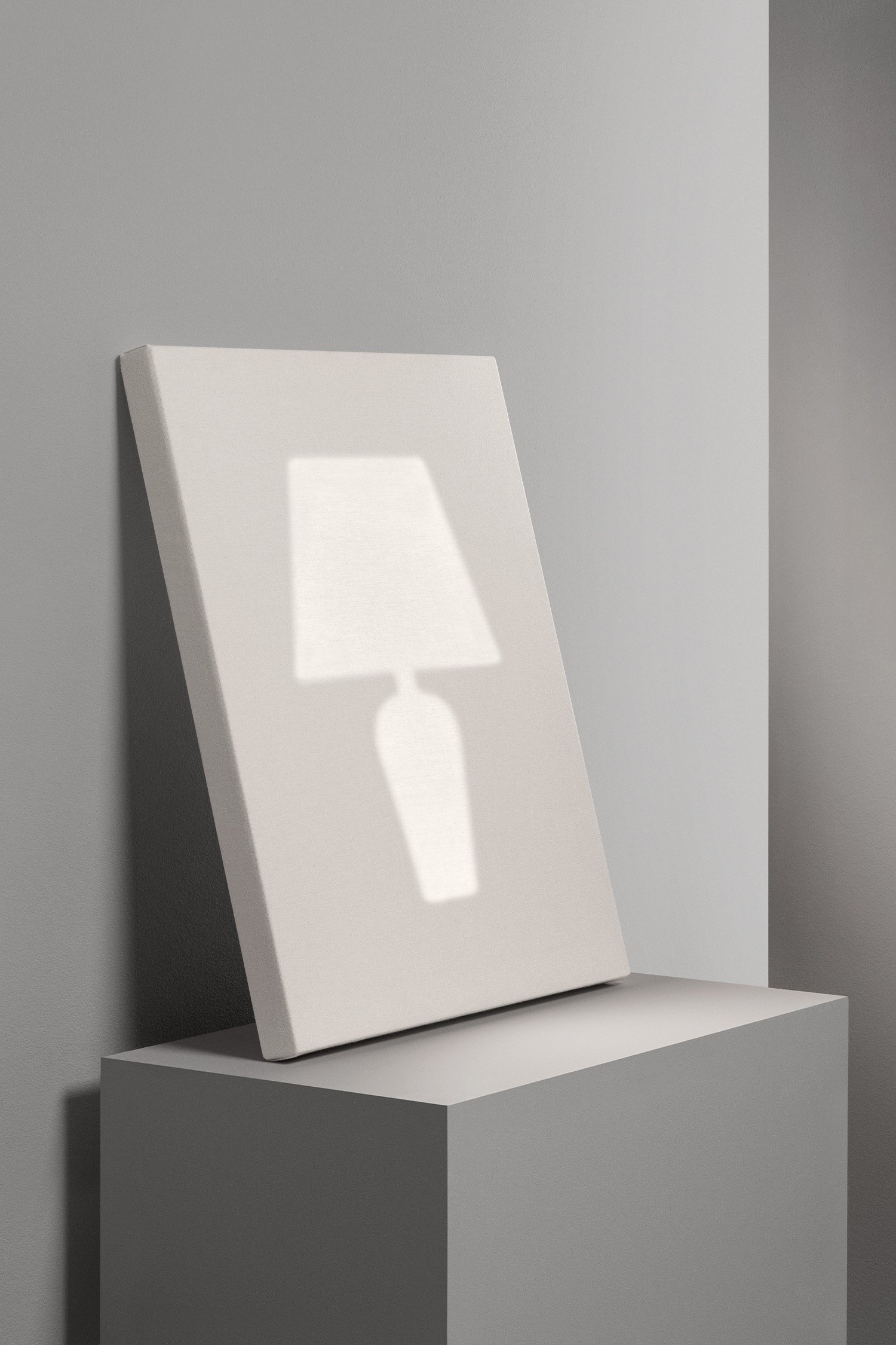 Mike Simonelli Product Design Delusion Wall Table Leaning Canvas Lamp On Grey Wall On Portrait.jpg