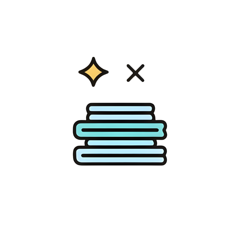 Neon sign of a stack of folded towels and a sparkle with a diagonal line crossing out a star, indicating cleaning or laundry service