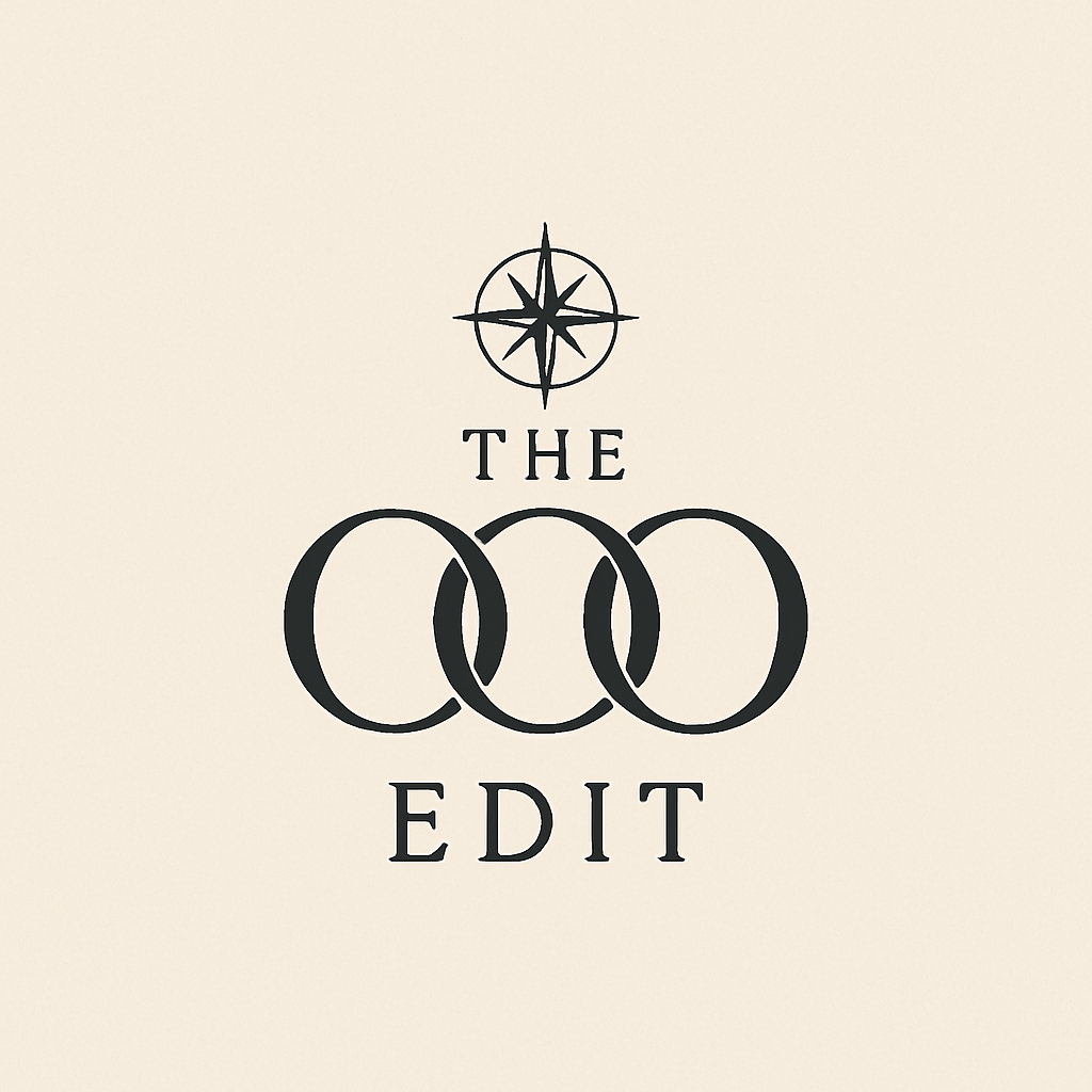 Logo with the words 'The Good Edit' and a compass symbol above.