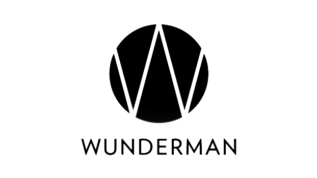 Black background with a white circle logo featuring stylized lines and the word 'WUNDERMAN' underneath.