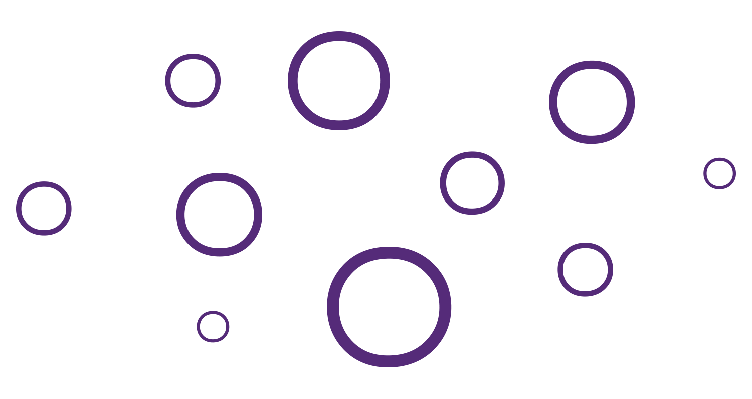 Black background with multiple purple circles of varying sizes scattered throughout.