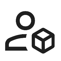 User icon with a cube, representing a user interface or profile.