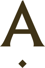 Large letter A with a small diamond-shaped symbol below it.