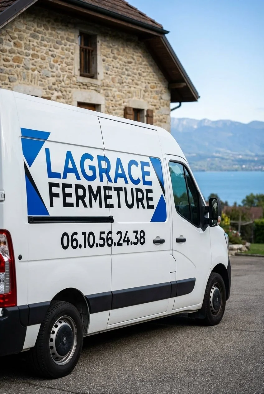 Camion artisan menuisier Lagrace Fermeture intervention Thonon