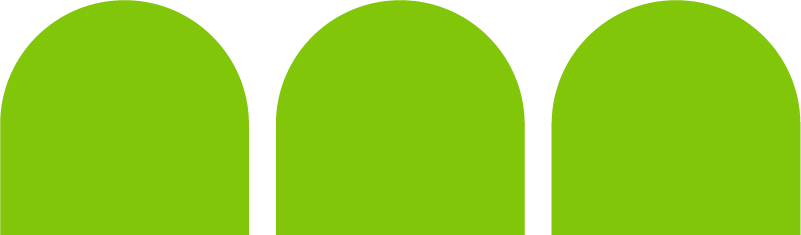 Three green arch shapes.