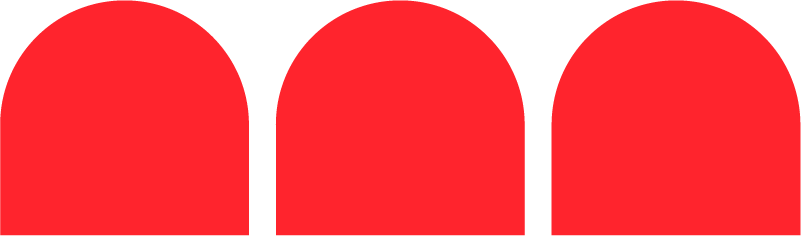 Three red arch shapes.